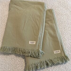 2 for 1 Sage Green Fringed Sand Cloud Bath Towels